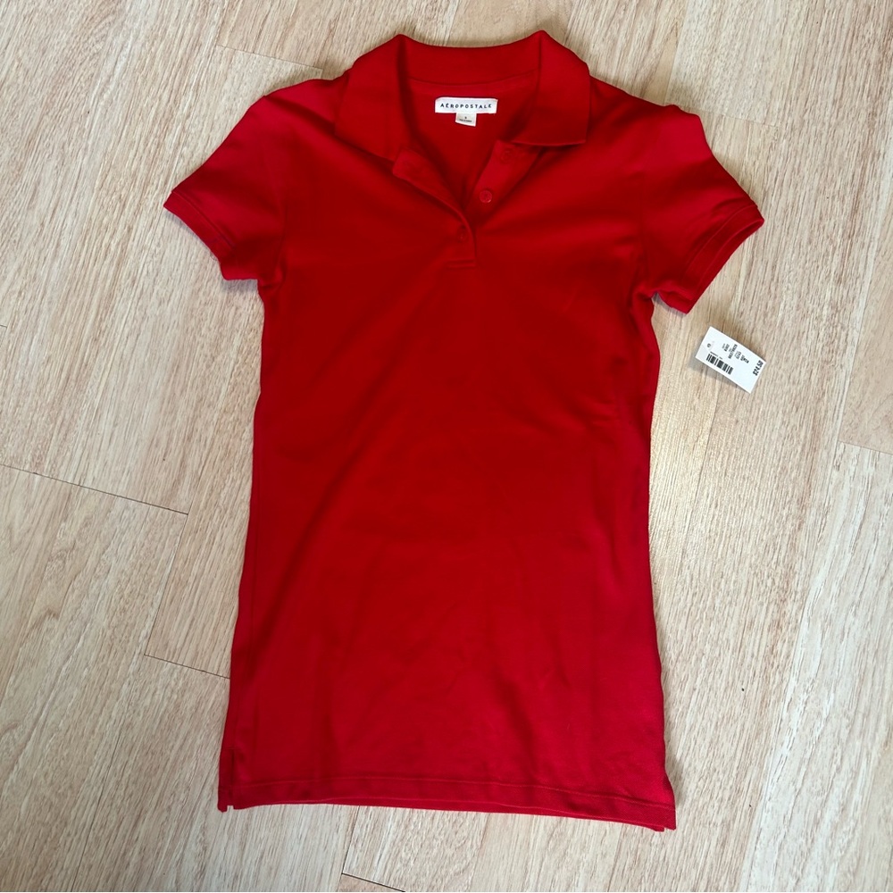 Aero red short sleeve uniform pique polo size small short sleeve